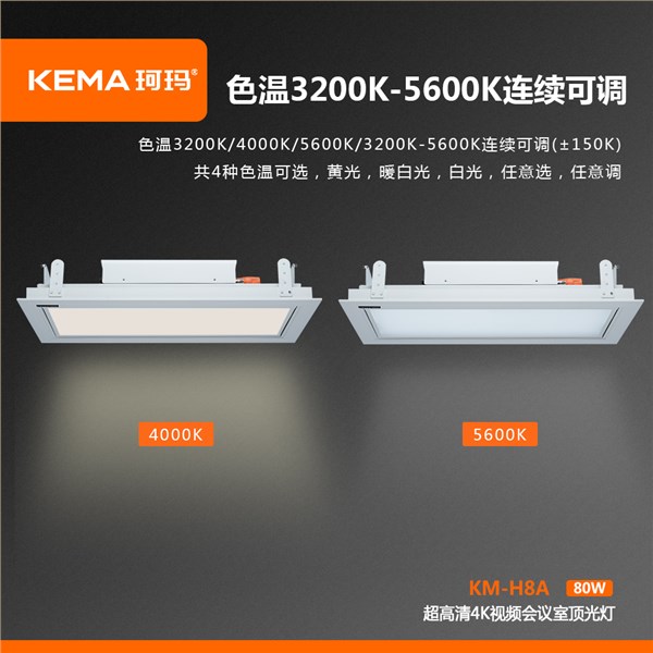 KM-H8A 第四代 超高清4K视频会议室顶光灯80W