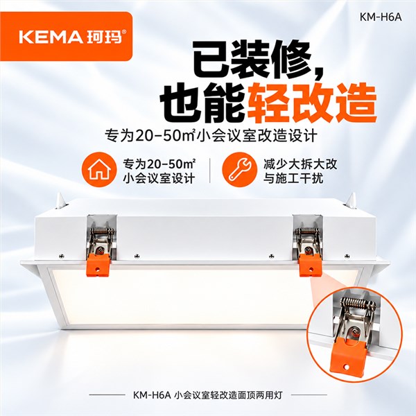 KM-H6A 小会议室轻改造防黑脸面顶两用灯